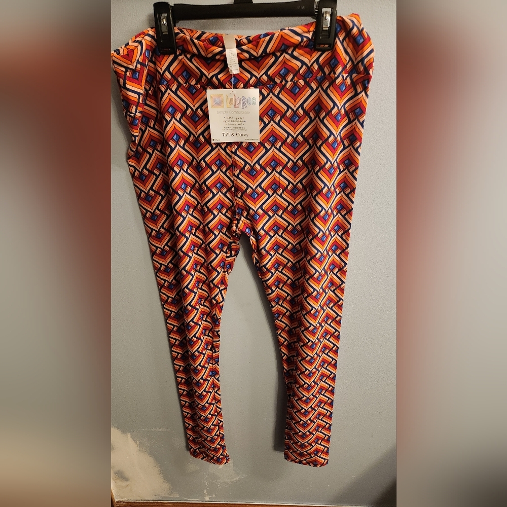 LuLaRoe Geometric Patterned Pants - Red, Orange, Blue
